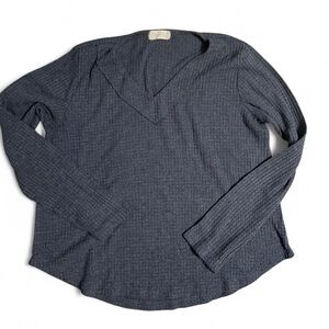 Altar'd State Charcoal Long Sleeve Top waffle knit